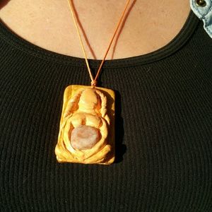 Sunstone Clay Goddess Pendant